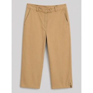 Talbots Petite Khaki Chino Crop Pants Tan Cotton Twill Button Hem Womens 6P